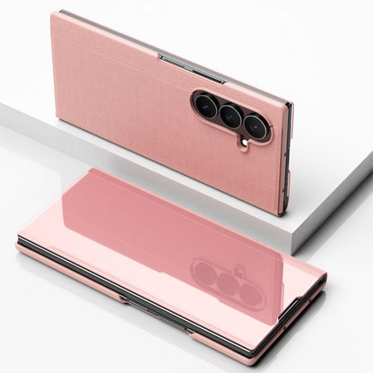 Plated Mirror Horizontal Flip Leather Phone Case with Holder, For Galaxy Z Fold8 5G, For Galaxy Z Fold8 Ultra 5G, For Galaxy Z TriFold, For Galaxy Z Fold7