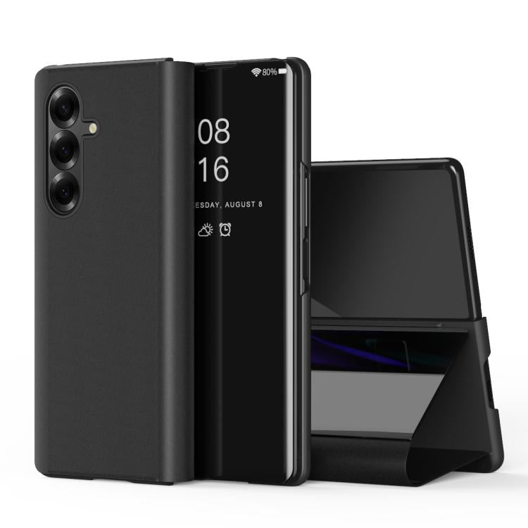 Plated Mirror Horizontal Flip Leather Phone Case with Holder, For Galaxy Z Fold8 5G, For Galaxy Z Fold8 Ultra 5G, For Galaxy Z TriFold, For Galaxy Z Fold7