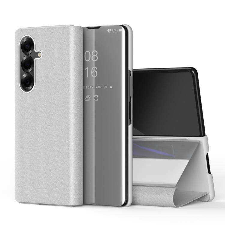 Plated Mirror Horizontal Flip Leather Phone Case with Holder, For Galaxy Z Fold8 5G, For Galaxy Z Fold8 Ultra 5G, For Galaxy Z TriFold, For Galaxy Z Fold7