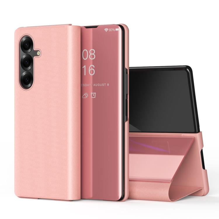 Plated Mirror Horizontal Flip Leather Phone Case with Holder, For Galaxy Z Fold8 5G, For Galaxy Z Fold8 Ultra 5G, For Galaxy Z TriFold, For Galaxy Z Fold7