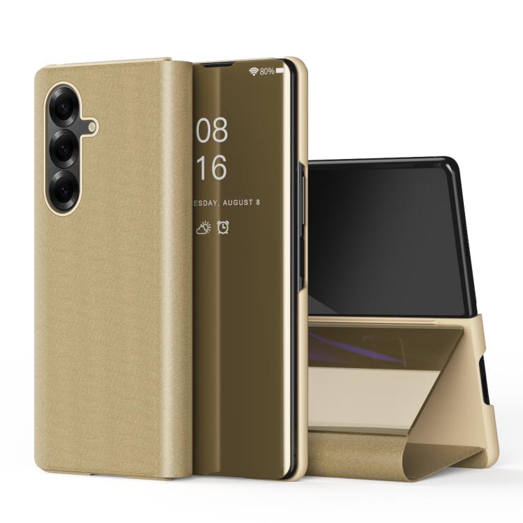 Plated Mirror Horizontal Flip Leather Phone Case with Holder, For Galaxy Z Fold8 5G, For Galaxy Z Fold8 Ultra 5G, For Galaxy Z TriFold, For Galaxy Z Fold7