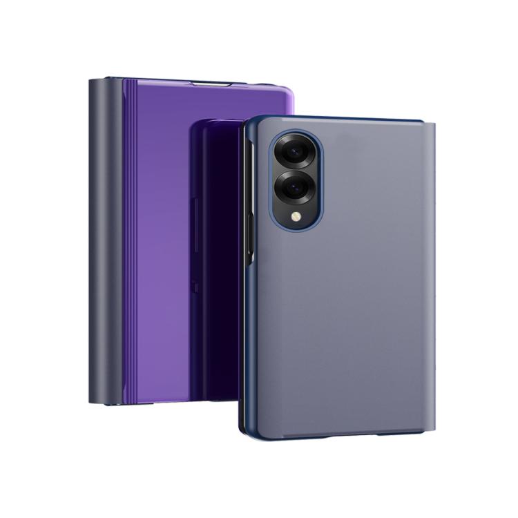 Plated Mirror Horizontal Flip Leather Phone Case with Holder, For Galaxy Z Fold8 5G, For Galaxy Z Fold8 Ultra 5G, For Galaxy Z TriFold, For Galaxy Z Fold7