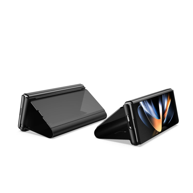 Plated Mirror Horizontal Flip Leather Phone Case with Holder, For Galaxy Z Fold5 5G