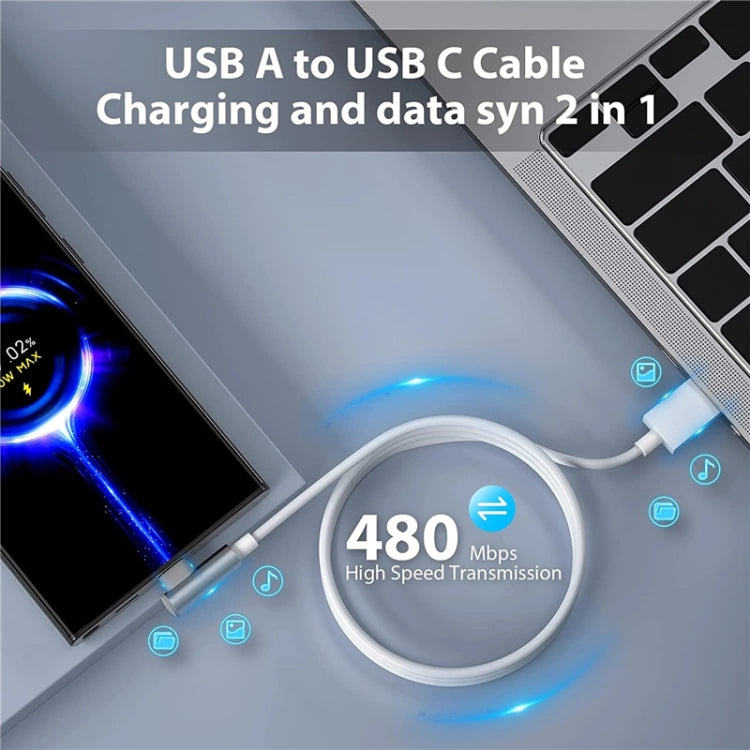 5pcs XJ-95 1m USB to Type-C Elbow Fast Charging Data Cable for Xiaomi and Other Phone, XJ-95