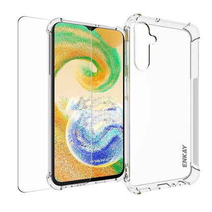 ENKAY Transparent TPU Shockproof Phone Case with Glass Film, For Smausng Galaxy M54, For Samsung Galaxy A25 5G, For Smausng Galaxy M14, For Samsung Galaxy S23 FE 5G, For Smausng Galaxy A24 5G, For Smausng Galaxy A34 5G, For Smausng Galaxy A54 5G