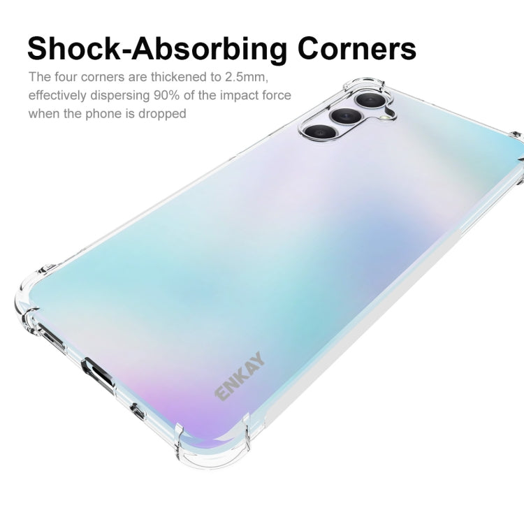 ENKAY Transparent TPU Shockproof Phone Case with Glass Film, For Smausng Galaxy M54, For Samsung Galaxy A25 5G, For Smausng Galaxy M14, For Samsung Galaxy S23 FE 5G, For Smausng Galaxy A24 5G, For Smausng Galaxy A34 5G, For Smausng Galaxy A54 5G