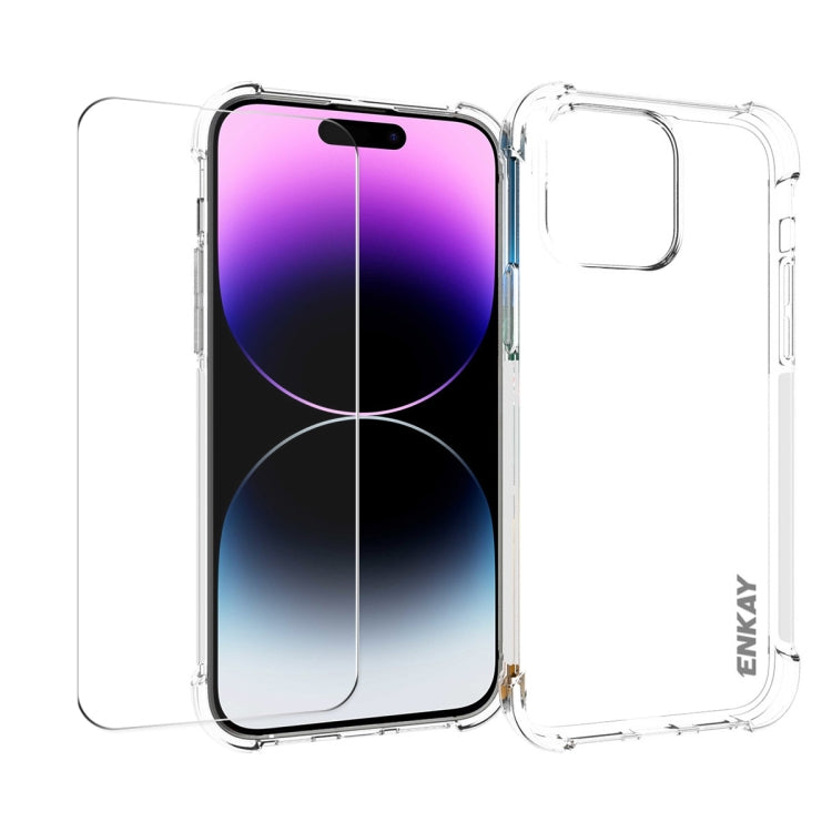 ENKAY Transparent TPU Shockproof Phone Case with Glass Film