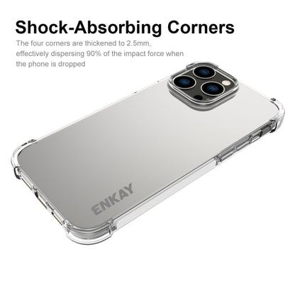 ENKAY Transparent TPU Shockproof Phone Case with Glass Film, For iPhone 15 Pro Max, For iPhone 14 Plus, For iPhone 14, For iPhone 15 Pro, For iPhone 14 Pro, For iPhone 15 Plus, For iPhone 14 Pro Max, For iPhone 15