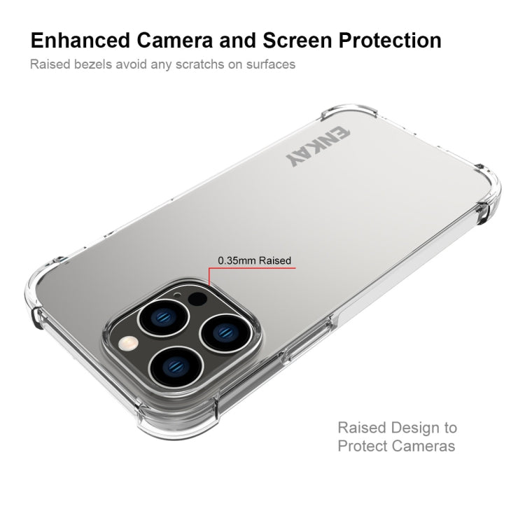 ENKAY Transparent TPU Shockproof Phone Case with Glass Film, For iPhone 15 Pro Max, For iPhone 14 Plus, For iPhone 14, For iPhone 15 Pro, For iPhone 14 Pro, For iPhone 15 Plus, For iPhone 14 Pro Max, For iPhone 15