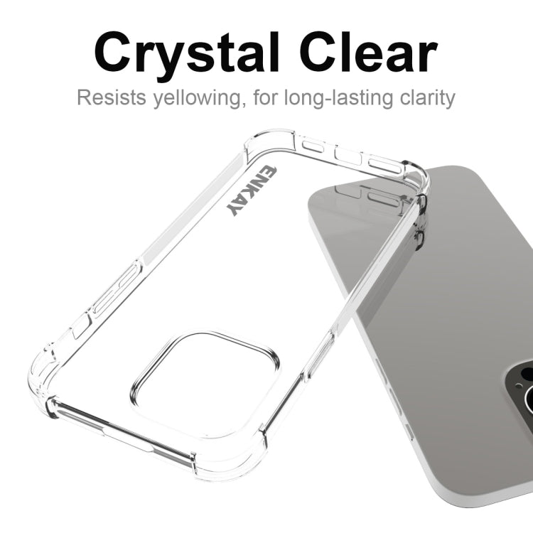 ENKAY Transparent TPU Shockproof Phone Case with Glass Film, For iPhone 15 Pro Max, For iPhone 14 Plus, For iPhone 14, For iPhone 15 Pro, For iPhone 14 Pro, For iPhone 15 Plus, For iPhone 14 Pro Max, For iPhone 15