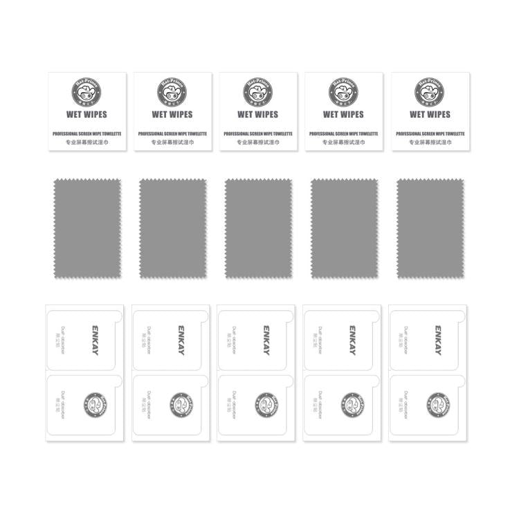 5pcs ENKAY Full Glue High Aluminum-silicon Tempered Glass Film, For iPhone 17e / 16e, For iPhone 16 Pro Max, For iPhone 16 Pro, For iPhone 16 Plus, For iPhone 16, For iPhone 15 Pro Max, For iPhone 15 Pro, For iPhone 15 Plus, For iPhone 15