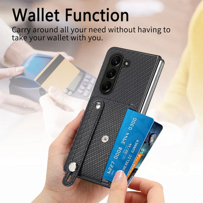Wristband Kickstand Card Wallet Back Cover Phone Case, For Samsung Galaxy Z Fold6, For Samsung Galaxy Z Fold5