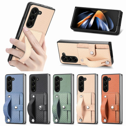 Wristband Kickstand Card Wallet Back Cover Phone Case, For Samsung Galaxy Z Fold6, For Samsung Galaxy Z Fold5