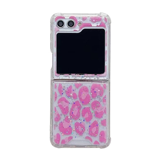 Leopard Glitter Sequins TPU Phone Case, For Samsung Galaxy Z Flip7 FE / Flip6, For Samsung Galaxy Z Flip5, For Samsung Galaxy Z Flip4, For Samsung Galaxy Z Flip3