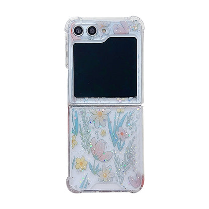 Fresh Small Floral Epoxy TPU Phone Case, For Samsung Galaxy Z Flip7 FE / Flip6, For Samsung Galaxy Z Flip5, For Samsung Galaxy Z Flip4, For Samsung Galaxy Z Flip3