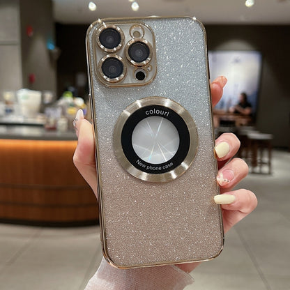 Gradient Glitter Electroplating MagSafe TPU Phone Case, For iPhone 16 Pro, For iPhone 16 Plus, For iPhone 15 Pro Max, For iPhone 15 Pro