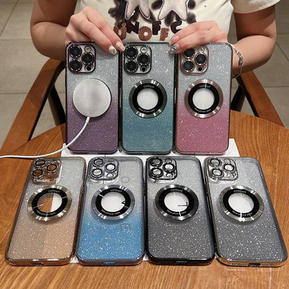 Gradient Glitter Electroplating MagSafe TPU Phone Case, For iPhone 16 Pro, For iPhone 16 Plus, For iPhone 15 Pro Max, For iPhone 15 Pro