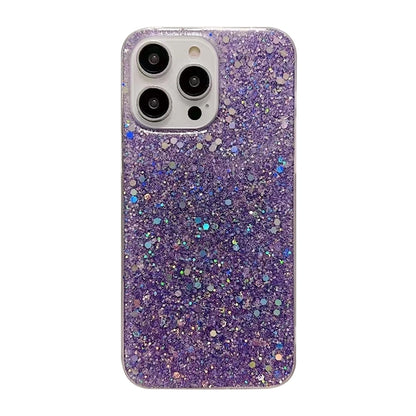 Glitter Sequins Epoxy TPU Phone Case, For iPhone 16 Plus, For iPhone 16, For iPhone 15 Pro Max