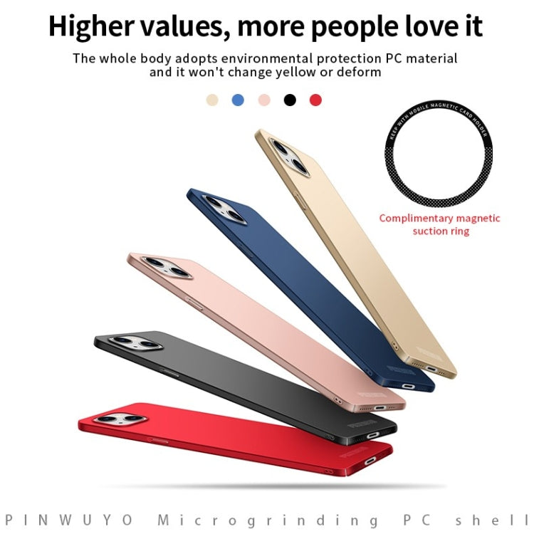 PINWUYO Micro-Frosted PC Ultra-thin Hard Phone Case with Magsafe Magnetic Ring