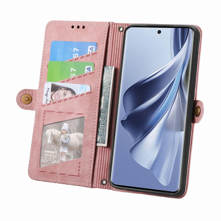 Geometric Zipper Wallet Side Buckle Leather Phone Case