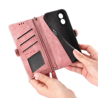 Geometric Zipper Wallet Side Buckle Leather Phone Case