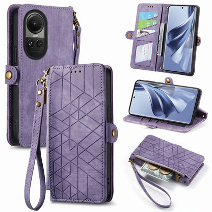 Geometric Zipper Wallet Side Buckle Leather Phone Case