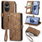 Geometric Zipper Wallet Side Buckle Leather Phone Case