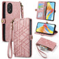 Geometric Zipper Wallet Side Buckle Leather Phone Case