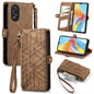 Geometric Zipper Wallet Side Buckle Leather Phone Case