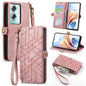 Geometric Zipper Wallet Side Buckle Leather Phone Case