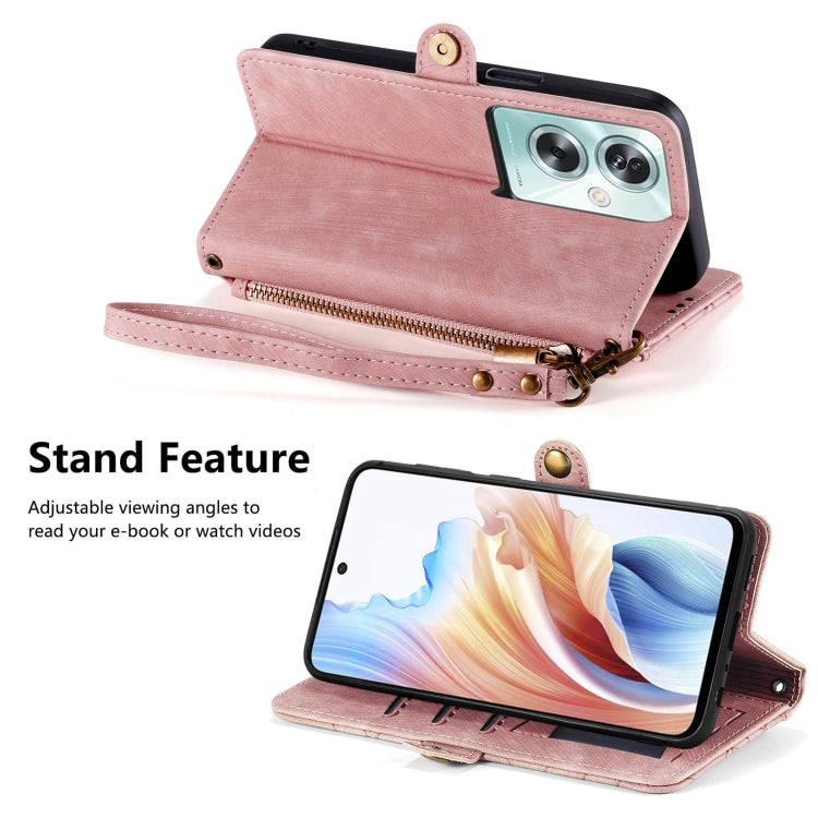 Geometric Zipper Wallet Side Buckle Leather Phone Case