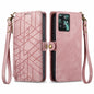 Geometric Zipper Wallet Side Buckle Leather Phone Case