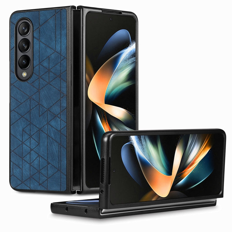 Geometric Leather Back Cover Phone Case, For Samsung Galaxy Z Fold6, For Samsung Galaxy Z Fold5, For Samsung Galaxy Z Fold4, For Samsung Galaxy Z Fold3 5G