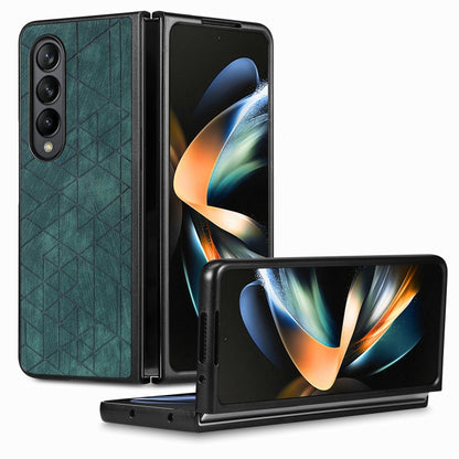 Geometric Leather Back Cover Phone Case, For Samsung Galaxy Z Fold6, For Samsung Galaxy Z Fold5, For Samsung Galaxy Z Fold4, For Samsung Galaxy Z Fold3 5G