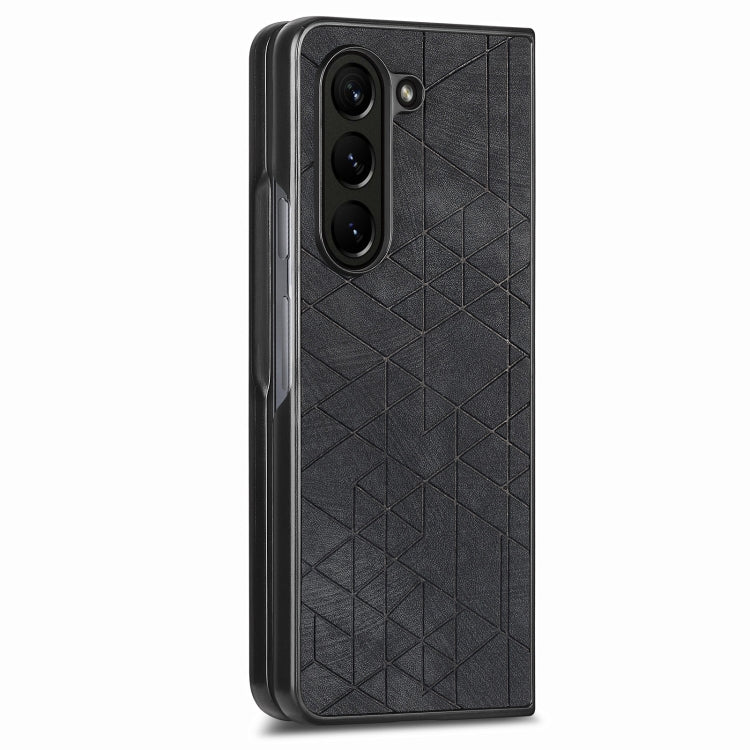 Geometric Leather Back Cover Phone Case, For Samsung Galaxy Z Fold6, For Samsung Galaxy Z Fold5, For Samsung Galaxy Z Fold4, For Samsung Galaxy Z Fold3 5G