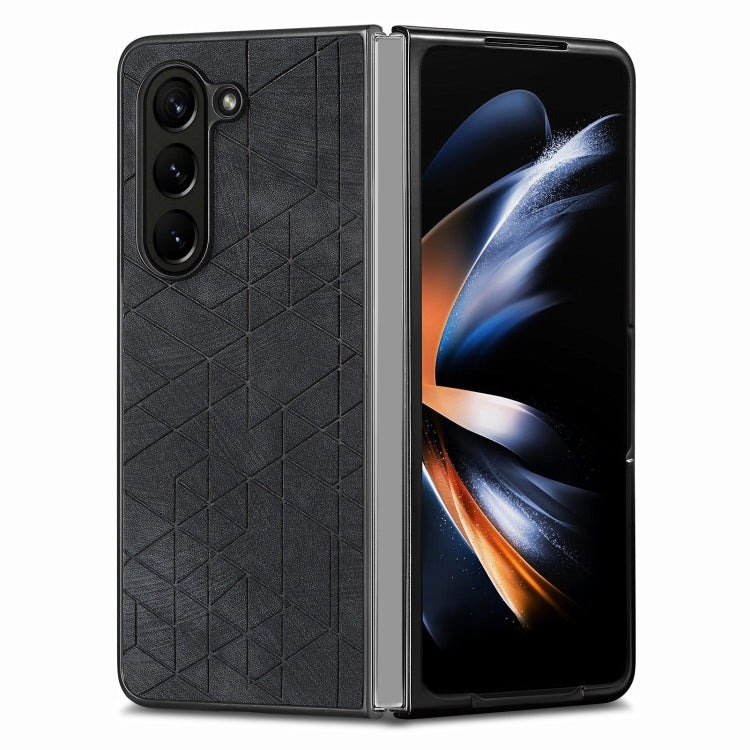 Geometric Leather Back Cover Phone Case, For Samsung Galaxy Z Fold6, For Samsung Galaxy Z Fold5, For Samsung Galaxy Z Fold4, For Samsung Galaxy Z Fold3 5G