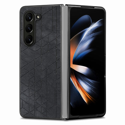 Geometric Leather Back Cover Phone Case, For Samsung Galaxy Z Fold6, For Samsung Galaxy Z Fold5, For Samsung Galaxy Z Fold4, For Samsung Galaxy Z Fold3 5G