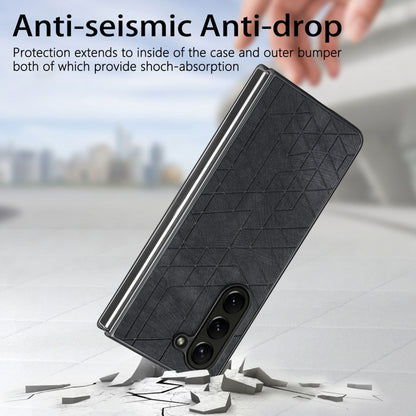 Geometric Leather Back Cover Phone Case, For Samsung Galaxy Z Fold6, For Samsung Galaxy Z Fold5, For Samsung Galaxy Z Fold4, For Samsung Galaxy Z Fold3 5G
