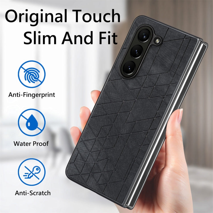 Geometric Leather Back Cover Phone Case, For Samsung Galaxy Z Fold6, For Samsung Galaxy Z Fold5, For Samsung Galaxy Z Fold4, For Samsung Galaxy Z Fold3 5G