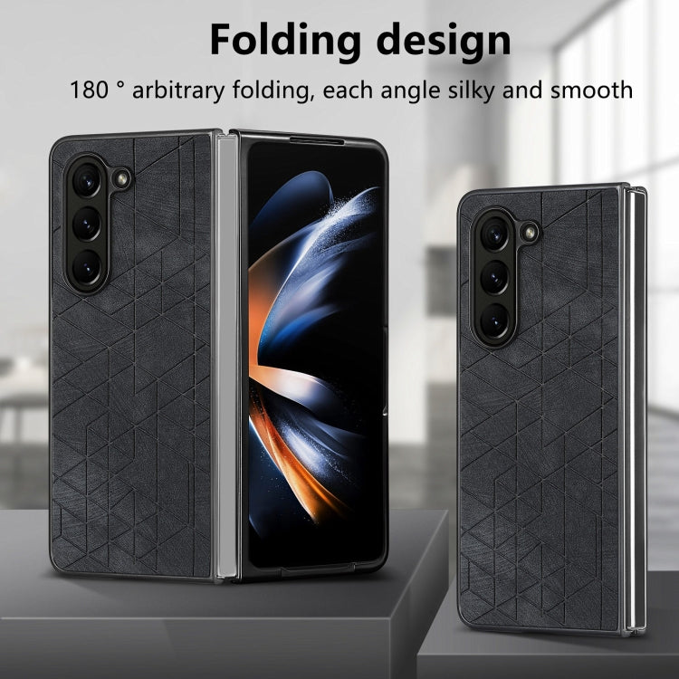 Geometric Leather Back Cover Phone Case, For Samsung Galaxy Z Fold6, For Samsung Galaxy Z Fold5, For Samsung Galaxy Z Fold4, For Samsung Galaxy Z Fold3 5G