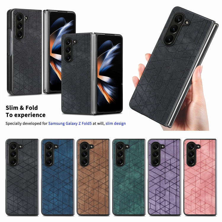 Geometric Leather Back Cover Phone Case, For Samsung Galaxy Z Fold6, For Samsung Galaxy Z Fold5, For Samsung Galaxy Z Fold4, For Samsung Galaxy Z Fold3 5G