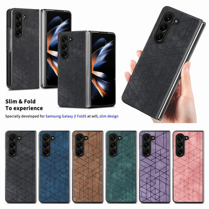 Geometric Leather Back Cover Phone Case, For Samsung Galaxy Z Fold6, For Samsung Galaxy Z Fold5, For Samsung Galaxy Z Fold4, For Samsung Galaxy Z Fold3 5G