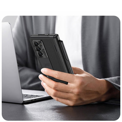 Integrated Folding Hinge Leather Phone Case, No Pen