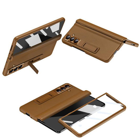 Shell-membrane Integrated Hinge All-around Leather Folding Phone Case, For Galaxy Z Fold8 Ultra 5G, For Galaxy Z Fold7 5G, For Galaxy Z Fold6 5G, For Galaxy Z Fold5 5G