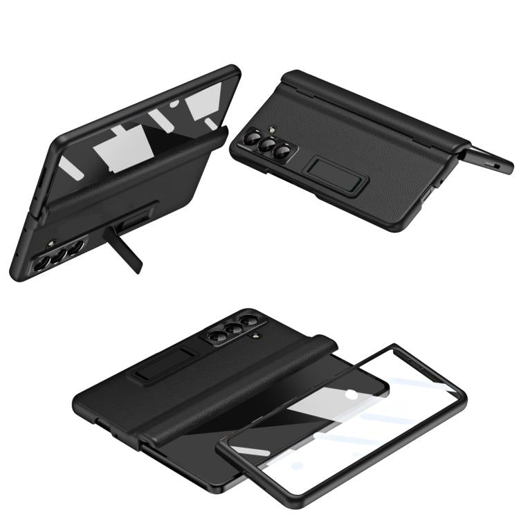 Shell-membrane Integrated Hinge All-around Leather Folding Phone Case, For Galaxy Z Fold8 Ultra 5G, For Galaxy Z Fold7 5G, For Galaxy Z Fold6 5G, For Galaxy Z Fold5 5G