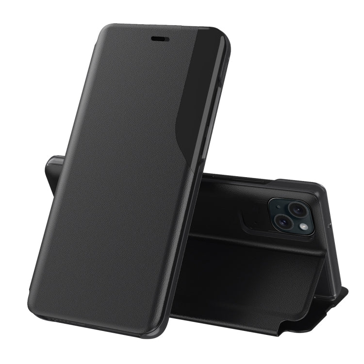 Side Display Flip Leather Phone Case, For iPhone 15