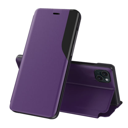 Side Display Flip Leather Phone Case, For iPhone 15