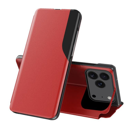 Side Display Flip Leather Phone Case, For iPhone 17e / 16e, For iPhone 17 Pro Max, For iPhone 17 Pro, For iPhone 17