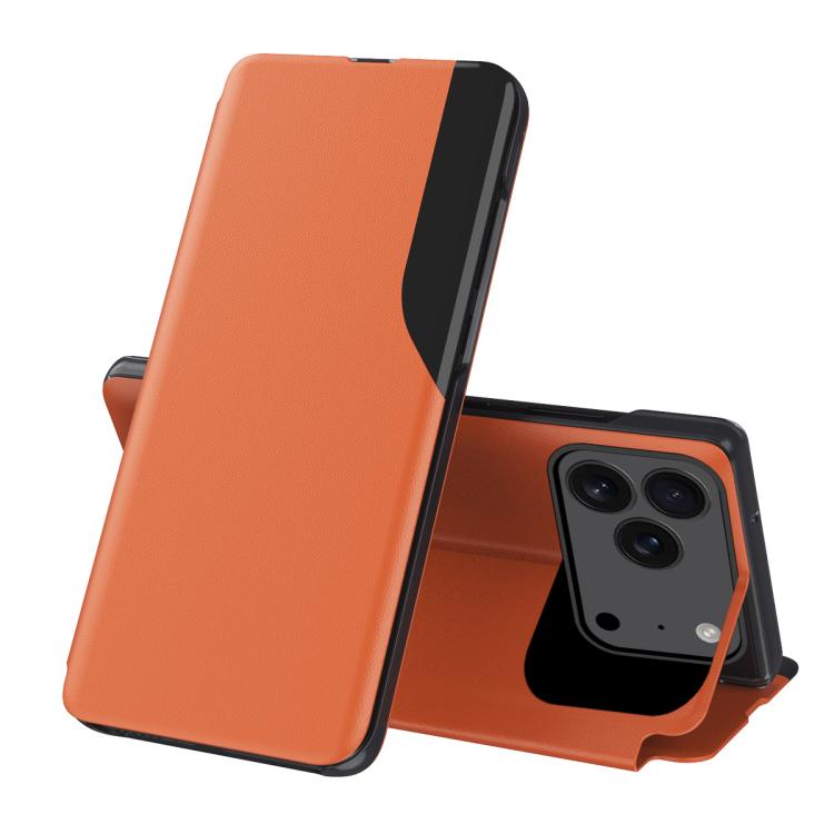 Side Display Flip Leather Phone Case, For iPhone 17e / 16e, For iPhone 17 Pro Max, For iPhone 17 Pro, For iPhone 17