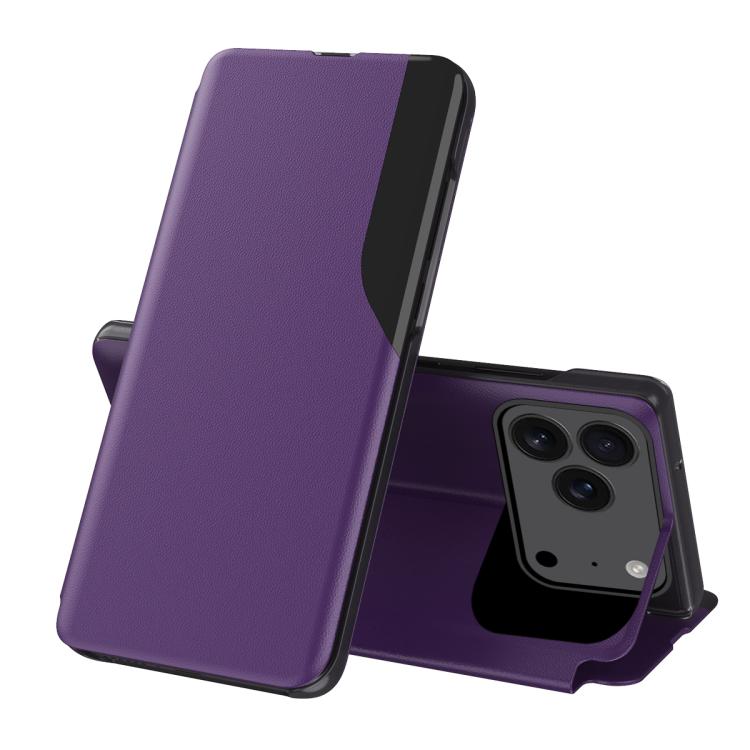 Side Display Flip Leather Phone Case, For iPhone 17e / 16e, For iPhone 17 Pro Max, For iPhone 17 Pro, For iPhone 17